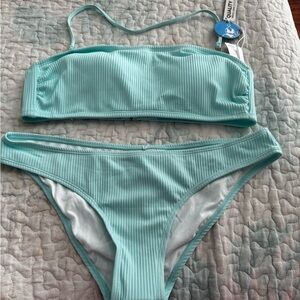 Cupshe Green Ribbed Bikini Set